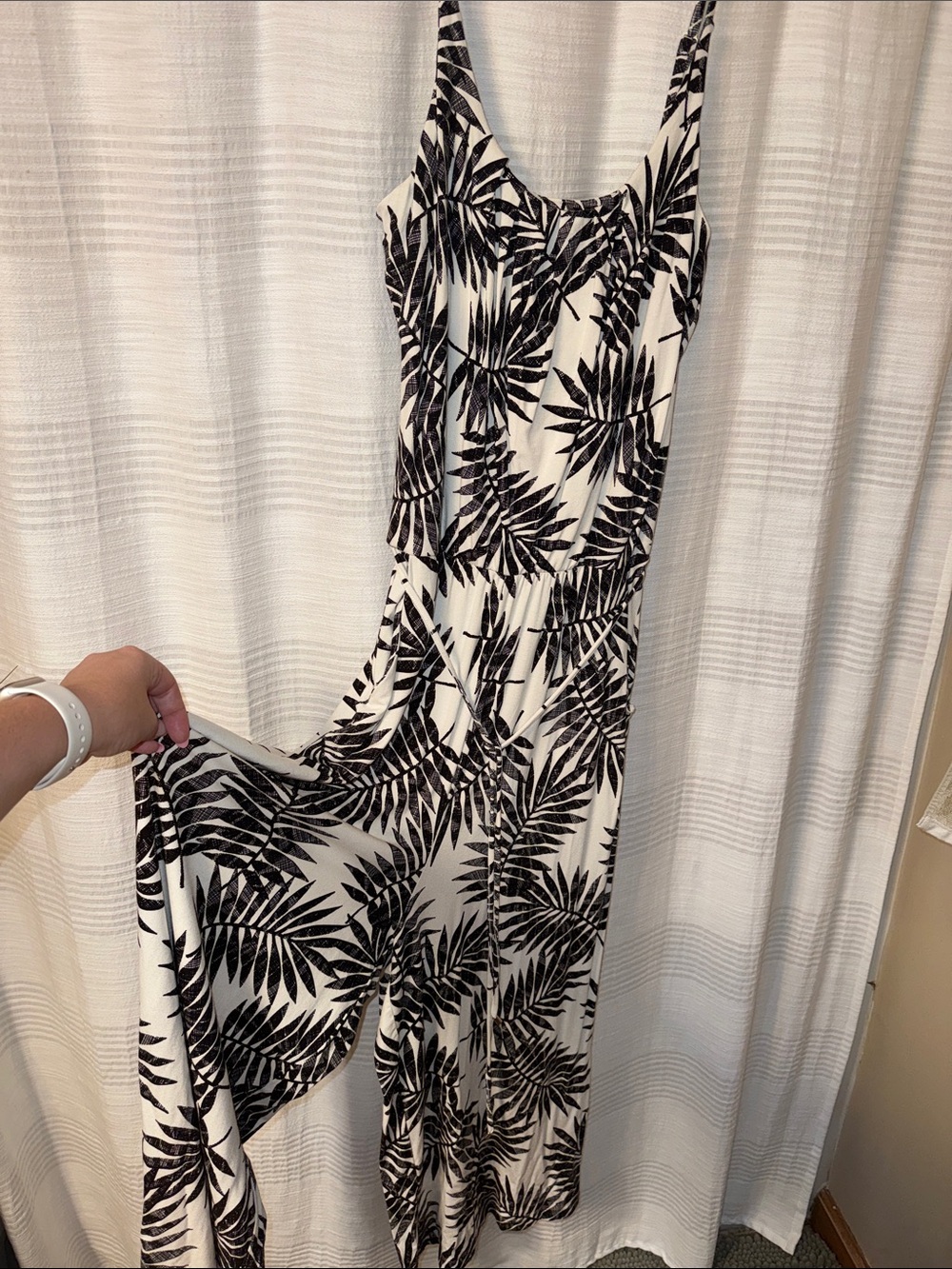 Black and White Palm Print Jumpsuit